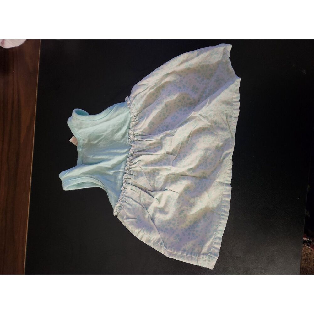 Cherokee Baby Girl 3-6M Aqua Blue Floral Sleeveless Summer Dress